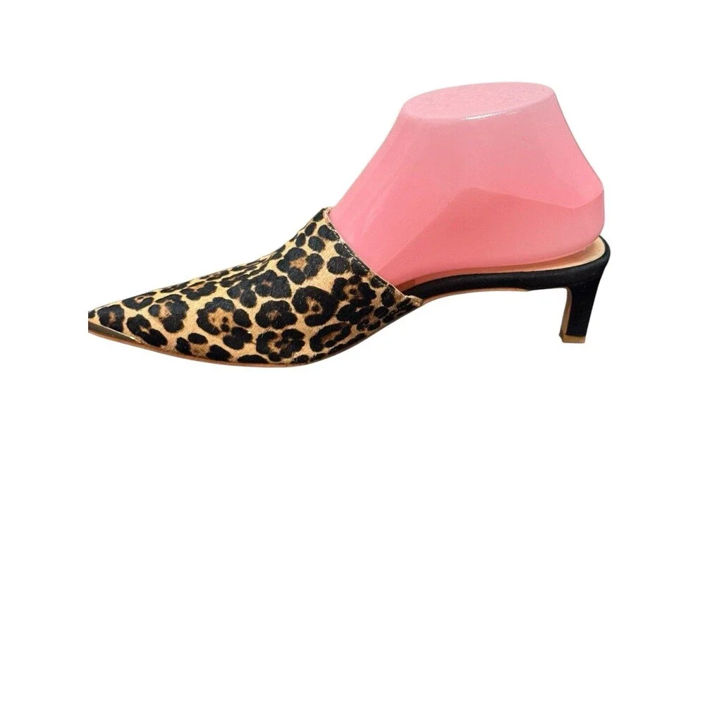 DV Dolce Vita Lovey Mules Women's Leopard Excellent Kitten Heel Pointed Toe 7